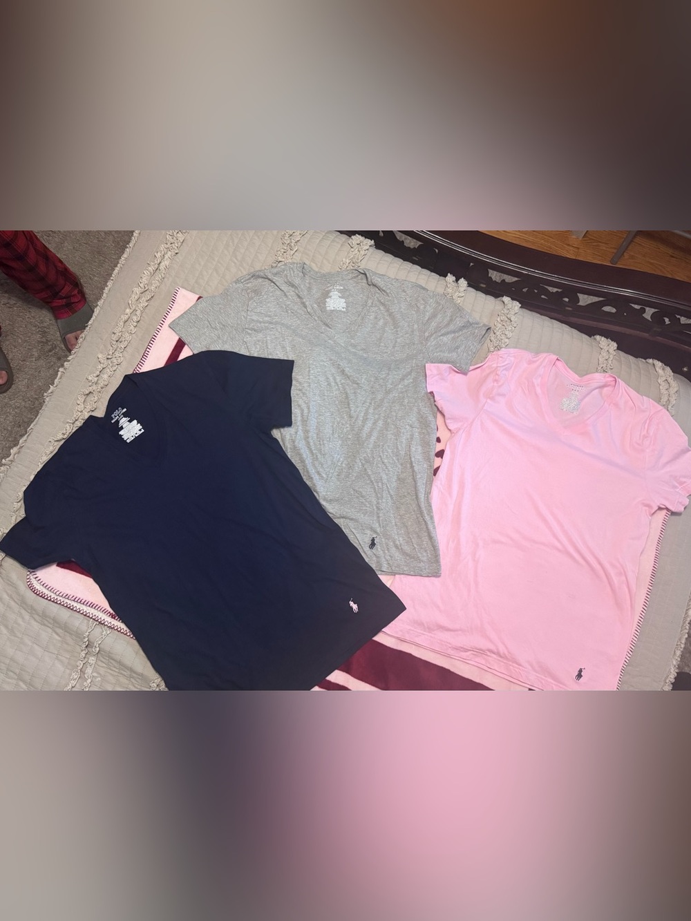 Polo by Ralph Lauren V-Neck Tee Trio - Pink, Gray, Navy